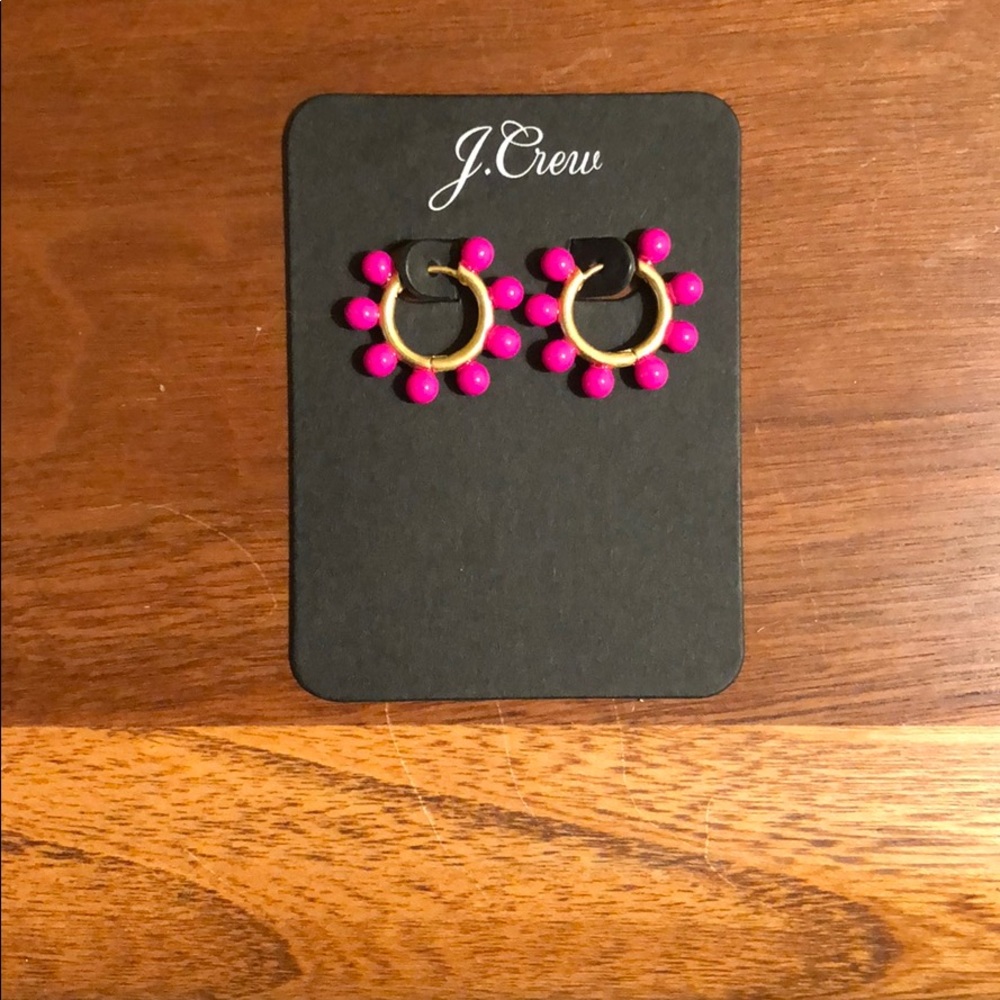 NWT J Crew Pink Stud Small Hoop Earrings